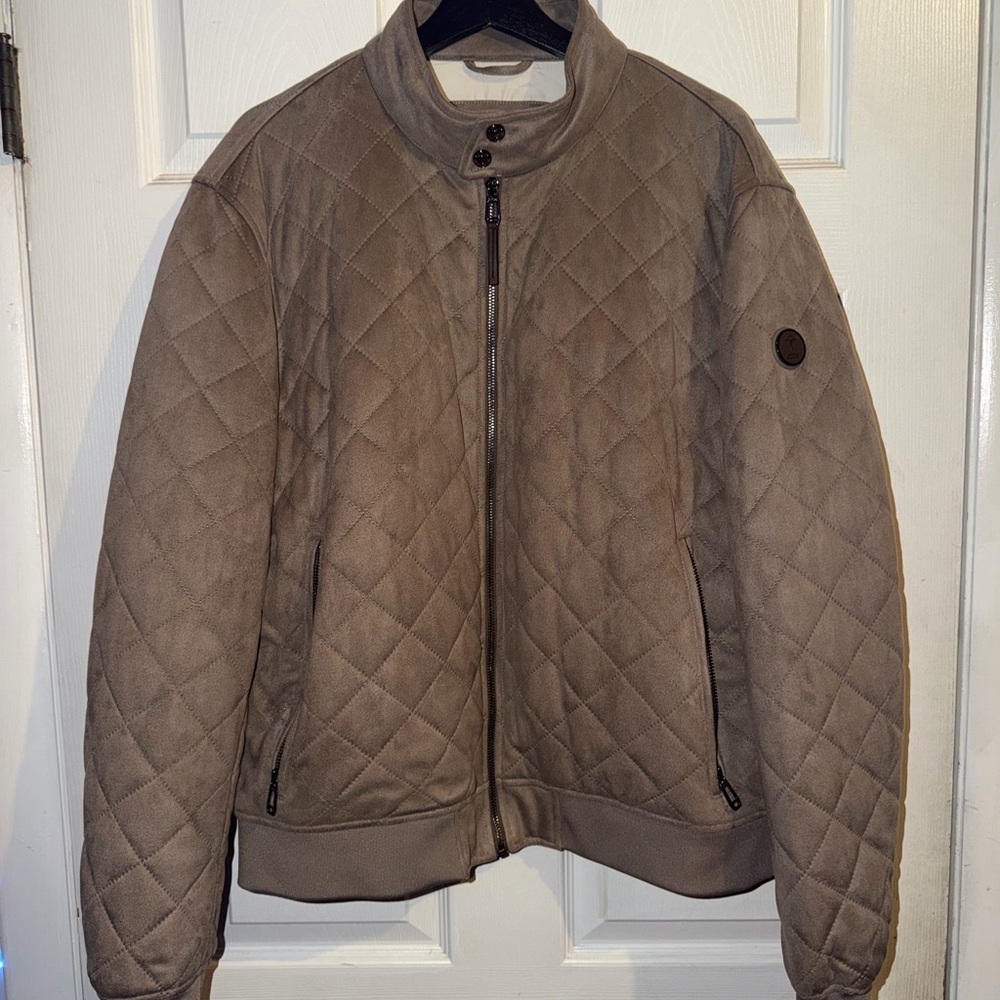 Men's Quilted Tan Bomber Jacket